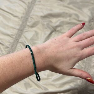 Handmade tooled turquoise leather bracelet